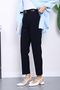 Navy Blue Belted Front Pleated Carrot Fabric Trousers - 2