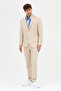 Lerma Men's Beige Bag Pocket Half-Lined Jacket+Pleated Trousers 2-Piece Slim Fit Suit - 5