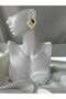 Gold Color Embroidered Plate Heart Model Earrings - 2