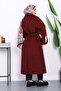 Burgundy Lined Cashmere Coat with Epaulettes on the Sleeves - 4