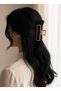 Gold Color Rectangular Metal Women's Hair Clip 11 cm Large Clip Model Non-Tarnish Hair Accessory - 5