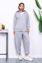Gray Hooded Tunic Pants Set