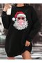 Women's Santa Claus Printed Fleece Sweatshirt Dress - 3