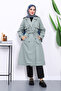 Çağla Kravuze Collared Trench Coat with Belted Waist and Buttons