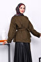Khaki Sleeve Epauletted Lined Suede Jacket - 3