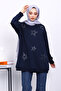 Navy Blue Crew Neck Stone Modal Sweatshirt - 3