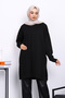 Black Cold Thread Mercerized Knitwear Tunic - 3