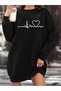 Ekg Heart Printed Polar Sweatshirt Dress Women