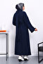 Navy Blue Crew Neck Belted Dress - 4