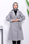 Gray Balloon Sleeve Waist Belted Cashmere Coat - 3