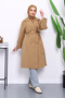 Biscuit Kravuze Trench Coat with Belted Collar and Pockets - 2