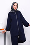 Navy Blue Hooded Zippered Tunic Trouser Suit - 3
