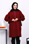 Burgundy Zippered Wool Cashmere Coat - 3