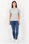 Women Crew Neck Short Sleeve Brand Logo T-Shirt, Heather Grey - 4