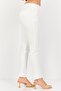 Women Cigarette Fit Solid Dress Pants, White - 2