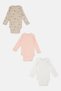 Toddlers Girl 3 Pcs Crew Neck Allover Print Long Sleeves Rompers, Multicolor - 3