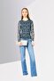 Women Round Neck Long Sleeve Allover Print Top, Multicolor - 3