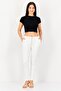 Women Cigarette Fit Solid Dress Pants, White - 3