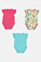 Toddlers Girl 3 Pack Allover Print Short Sleeve Bodysuit, Multicolor - 3