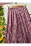 Velvet Pleated Midi Length Lined Skirt - 2