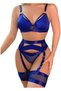 Women Lingerie Sets with Garter Belt 4 Pieces Lace Teddy Babydoll Bodysuit MG06