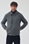 Men's Gray Color Slim Fit Zippered Quilted Cashmere Coat - 4