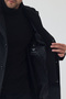 Men's Anthracite Color Slim Fit Zippered Half Quilted Hooded Cashmere Coat - 3