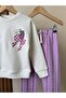 Girls' Bottom and Top Set with Striped Pants with Strawberry Print - 3