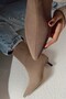Kiss Pointed Toe Kitten Heel Zippered Women's Boots Bootie Wooden Heel Suede - 2