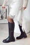 Sailor Flat Bottom Buckle Zipper Riding Boots Women's Shoes Brown
