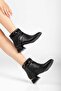 Black Short Heel Cross Strap Comfortable and Stylish Women's Boots S200 - 3