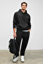 Marshallhoodie Men's Cotton Fleece Lined Embroidered Relaxed Black Tracksuit Set - 2