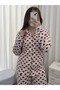 Women's Patterned Berlin Ribbed Knit Pajama Set with Underwear - 4