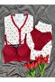 Women's Patterned Berlin Ribbed Knit Pajama Set with Underwear
