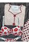 Women's Patterned Berlin Ribbed Knit Pajama Set with Underwear - 3
