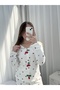 Women's Patterned Berlin Ribbed Knit Pajama Set with Underwear - 6