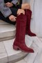 Castro Women's Burgundy Genuine Leather Suede Western Boots - 4