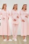 Women's Long Sleeve Guipure Detailed Dressing Gown Nightgown Pajamas 4-Piece Maternity Set 65% Cotton 35% Viscose