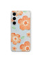 Samsung Galaxy A57 Compatible Orange Flower Oil Painting Pattern Transparent Phone Case