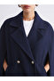 Lcw Vision Navy Blue Double-Breasted Collar Women's Cashmere Poncho - 3