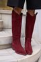 Castro Women's Burgundy Genuine Leather Suede Western Boots - 7