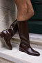 Beli̇ns Women's Brown Leather Riding Boots - 2