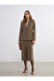 Lcwaikiki Classic Brown Zippered Plaid Slit Skirt - 3