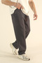 Men's Smoked Baggy Winter Wool Inside Puff Fabric Wide Leg Sweatpants - 4