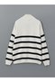 Özmarka New Season Zippered Mock Neck Striped Men's Knitwear Sweater - 8