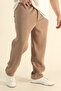 Men's Brown Baggy Winter Wool-Lined Puff Fabric Wide-Leg Sweatpants - 4