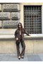 Women's Velvet Fabric Double Pocket Flap Shirt and Pants Set