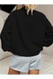Women's Black Logo Usa Flag Printed Half Zipper Mock Neck Sweatshirt - 4