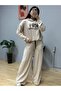    Women's Long Sleeve Nope Printed Ribbed Waist Double Suit