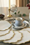 6 Pieces of Linen Fabric with Embroidered Coffee Side Presentation Cocktail Napkins & Coasters Gold - 3